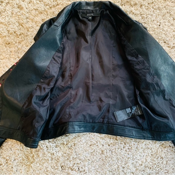 Guess Marvi Embroidered Motorcycle Jacket Size Medium - Picture 8 of 10